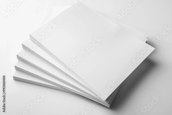 Fototapeta Blank A4 Stacked Paper Mockup isolated created with Generative AI