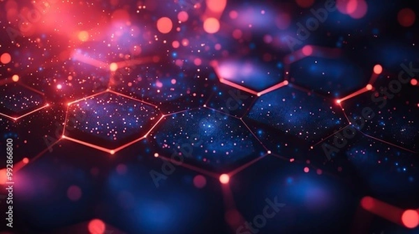 Fototapeta A hexagonal pattern technology background, focusing on abstract digital design elements in a tech context.