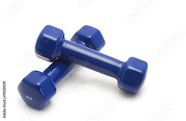 Obraz Two dumbbells on a white background