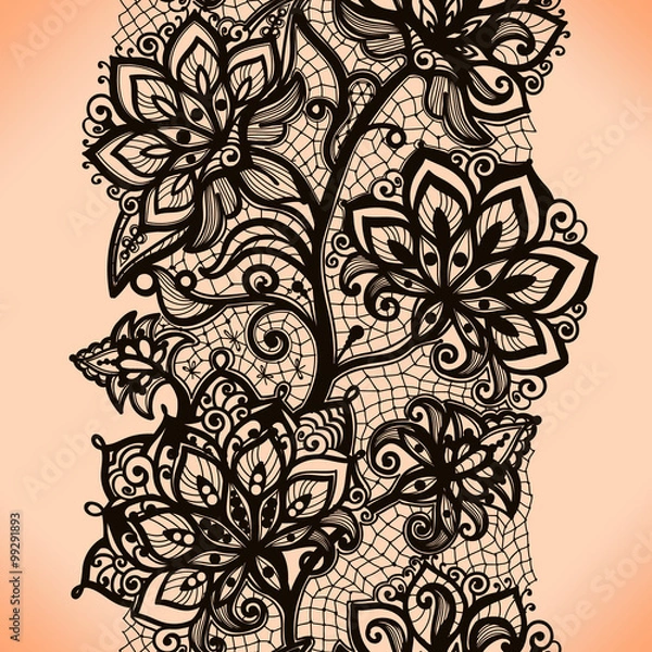 Fototapeta Abstract seamless lace pattern with flowers.