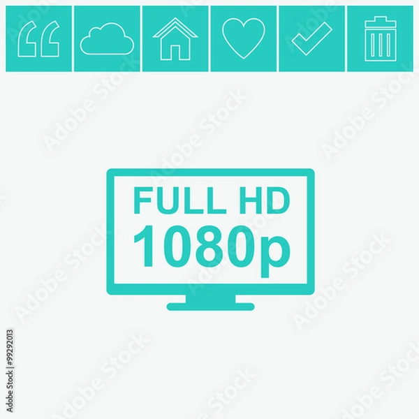 Fototapeta Full hd widescreen TV vector icon.