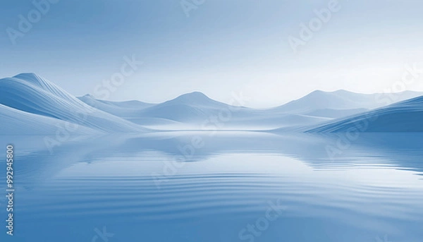 Obraz A serene and minimalist landscape of smooth dunes and calm water, creating a peaceful and abstract setting perfect for nature or relaxation-themed designs.