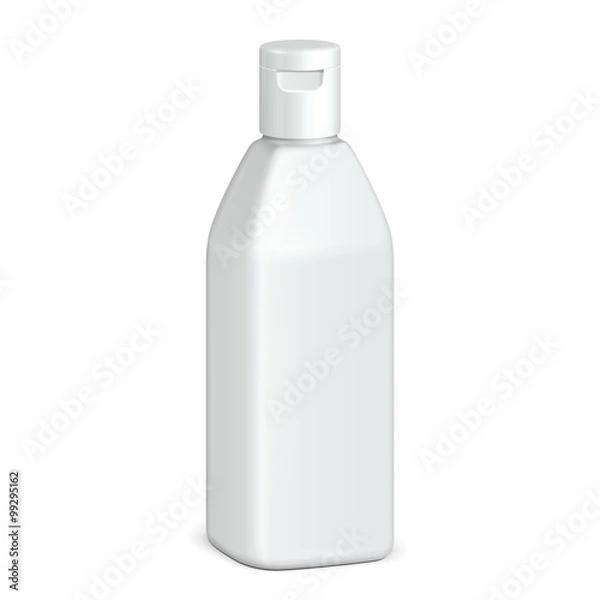 Fototapeta Beverage Drink, Cosmetic Or Hygiene Grayscale White Plastic Bottle Of Gel, Liquid Soap, Lotion, Cream, Shampoo. Ready For Your Design. Illustration Isolated On White Background. Vector EPS10 