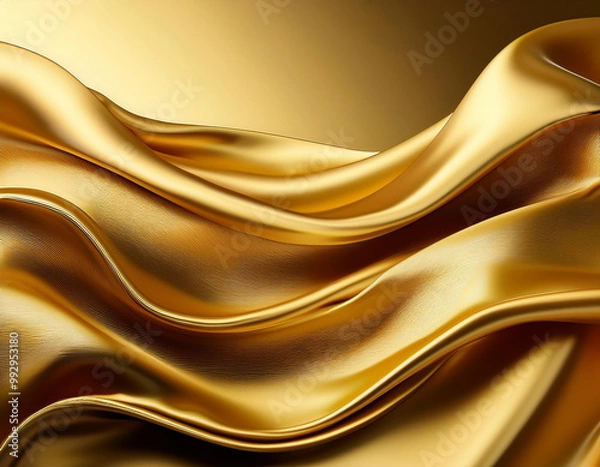 Obraz Abstract gold gradient background. Minimalistic subtle wavy golden silk texture