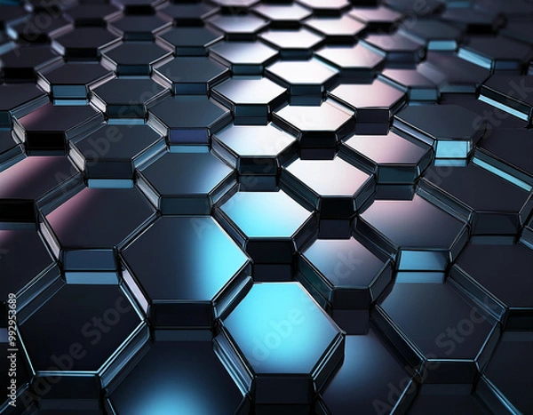 Obraz A Futuristic 3D background featuring a pattern of interlocking hexagons