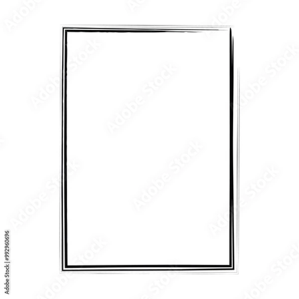 Fototapeta Grunge texture frame border shape icon, vertical rectangle decorative vintage border doodle element for simple banner design in vector illustration