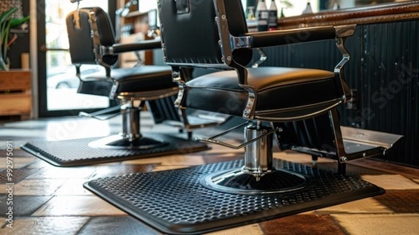 Fototapeta Barber Mat: A thick, supportive mat that helps reduce fatigue for barbers, designed for easy cleaning and durability in high-traffic salon areas.

