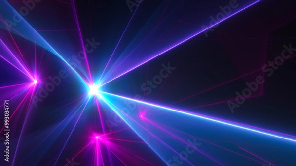 Fototapeta Laser lights neon abstract fractal art background.