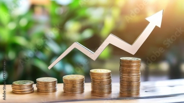 Fototapeta Ecommerce Growth Visualized with Rising Coins