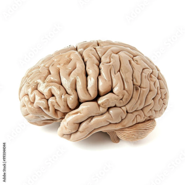 Obraz Isolated human brain image on white, capturing its realistic details and anatomical complexity.