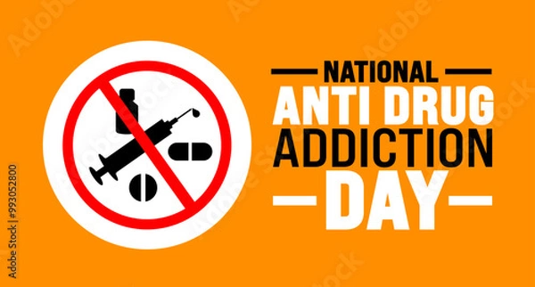 Fototapeta National Anti Drug addiction day background or banner design template is observed every year in October. Holiday concept. Template for card, poster, placard, template. eps 10