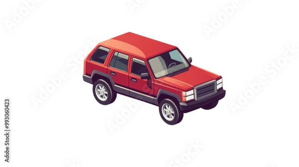 Obraz Red SUV, white isolate background transparent background