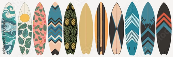 Fototapeta surfboard element collection white background