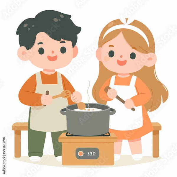 Obraz Vibrant Kids. A Flat Illustration of Play, Discovery, and Creativity