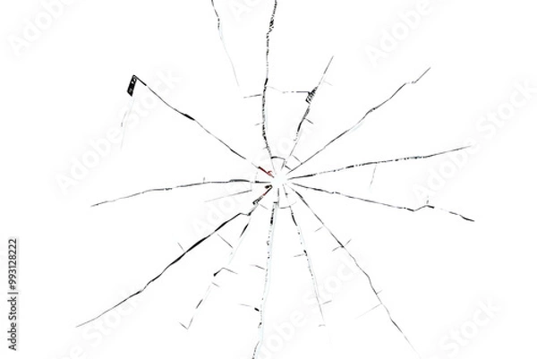 Fototapeta Isolated Cracks in Broken Glass on a White Background