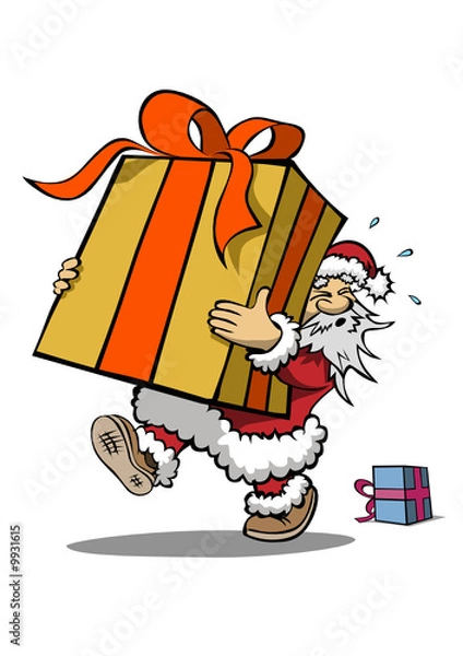 Obraz Weihnachtsmann mit großem Geschenk