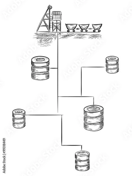 Obraz Data mining vector sketch illustration