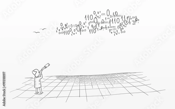 Obraz Cloud data research vector sketchy illustration