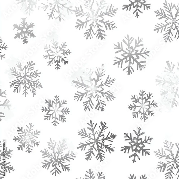 Fototapeta Silver snowflake pattern on white background