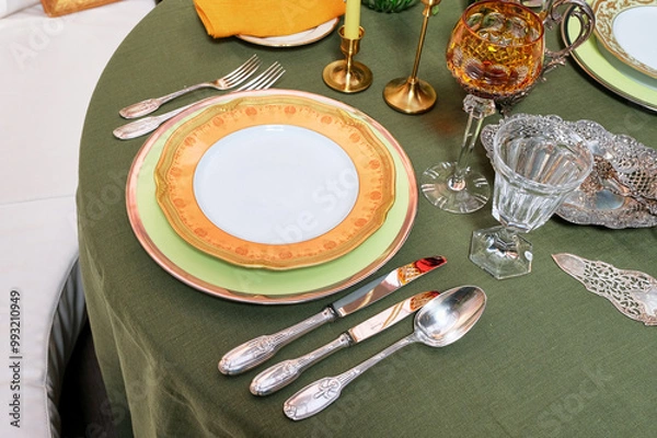 Obraz Cutlery and accessories made of antique silver give an unforgettable chic to the table!