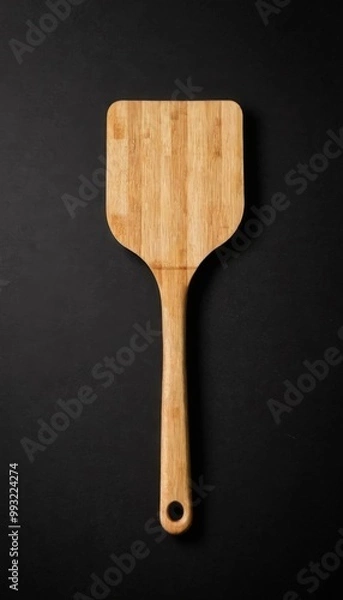 Fototapeta wooden pizza spatula isolated on black, generative ai