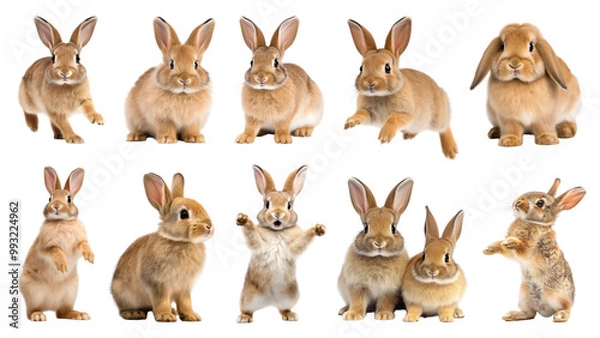 Fototapeta PNG brown rabbit design element set, transparent background