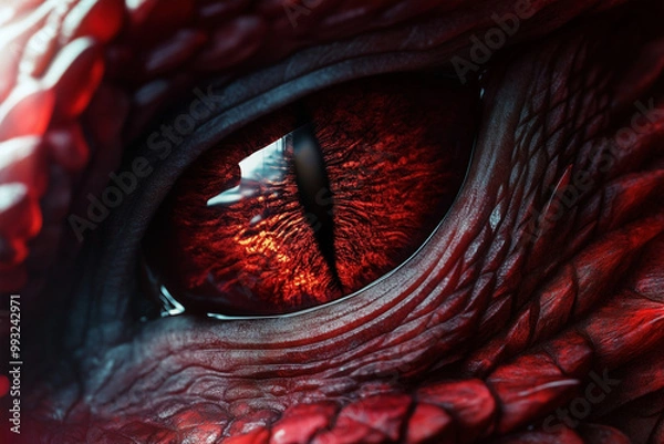 Obraz Close up of red dragon eye