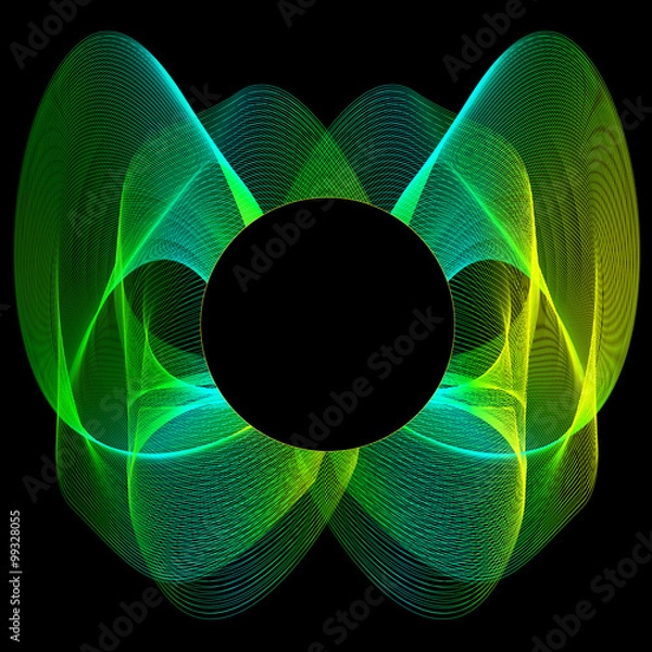 Fototapeta abstract neon butterfly on a black background