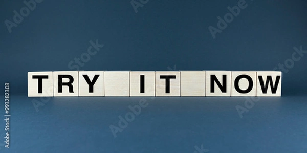 Fototapeta Wooden blocks spelling TRY IT NOW