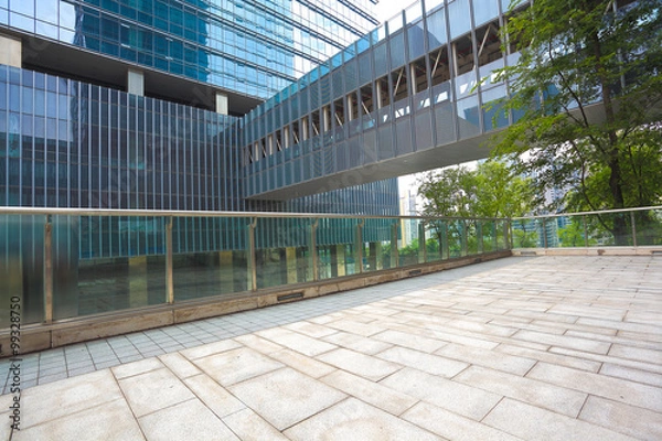 Obraz Empty road floor with modern building background