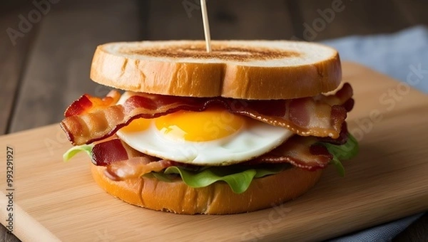 Fototapeta Sandwich with sausage and cheese. Generative Ai.