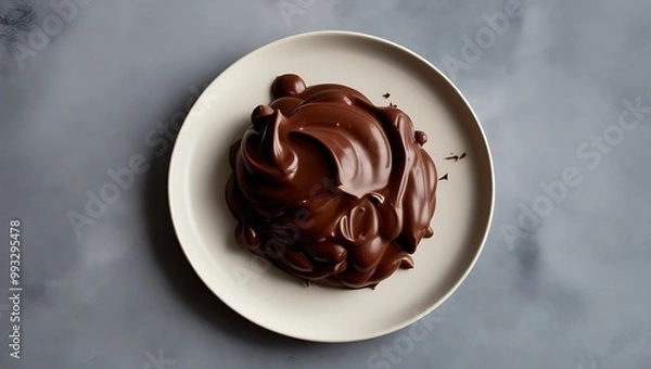 Fototapeta Chocolate bar on a plate. Generative Ai.