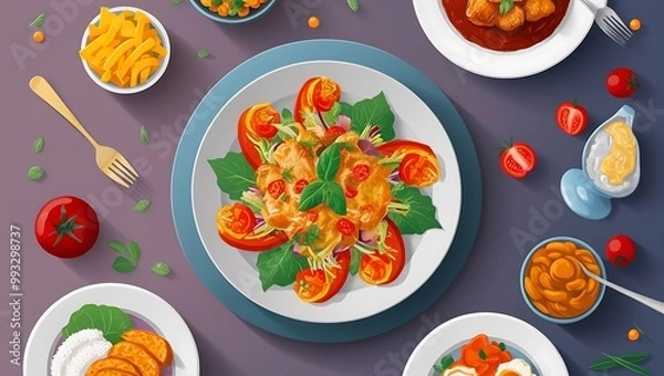 Fototapeta Set of easter eggs. Generative Ai.