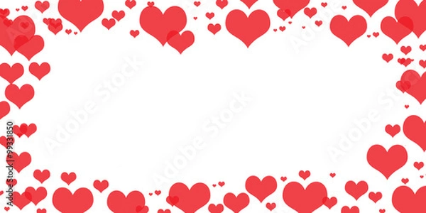 Obraz Red different shaped hearts frame on white background