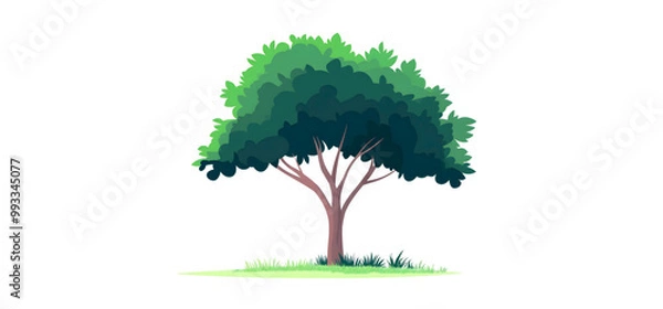 Fototapeta Tree with white background ,2D Vector Illustration Generated by AI