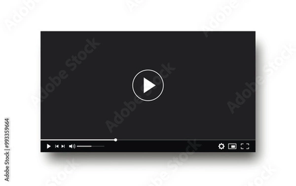 Fototapeta Video player interface design mockup template. Full frame multimedia player interface to blog channel.