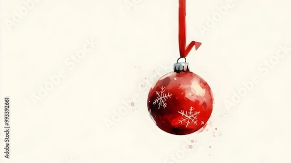 Fototapeta Golden silhouette of a reindeer in a snowy landscape with minimalistic winter scenery and snowflakes
