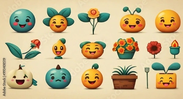 Fototapeta set of easter eggs with flowers