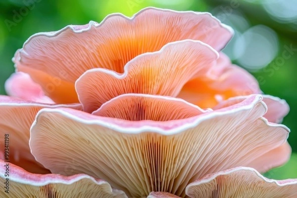 Obraz A detailed close-up of a medicinal mushroom like reishi or lion’s mane, with vibrant textures and earthy tones, growing in a serene forest setting