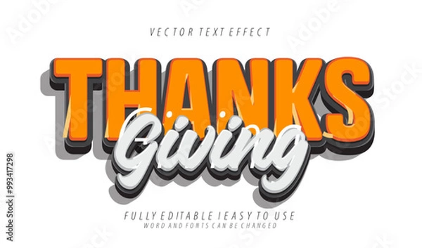 Obraz 3d editable thanksgiving tetx effect graphic style template
