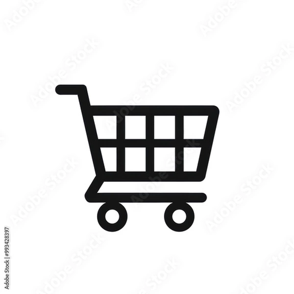 Fototapeta Simple shopping cart icon on a white background for online retail