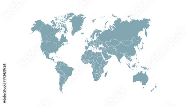 Obraz World map. Grey modern vector map. Silhouette map