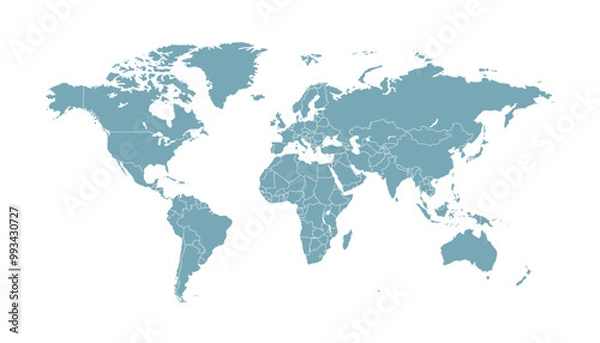 Obraz World map. Grey modern vector map. Silhouette map