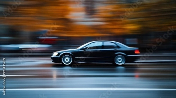 Fototapeta Dynamic Image of a Car Speeding Past with Motion Blur for High-Octane Visuals