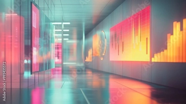 Fototapeta Neon Data Hallway.