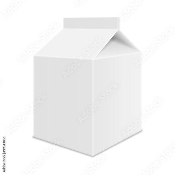 Fototapeta Realistic White Blank Juice, Milk or Soup Carton Package Templat
