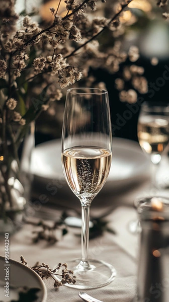 Fototapeta Elegant New Year's Eve Dinner with Sophisticated Table Settings  