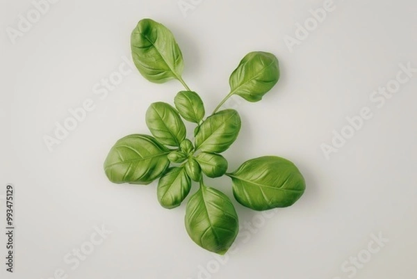 Fototapeta A detailed shot of a plant's leaves and stems on a white background