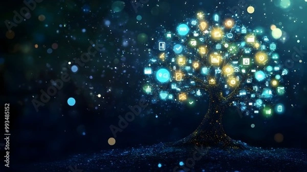 Fototapeta Illuminating Digital Tree of Business,Technology,and Innovative Concepts