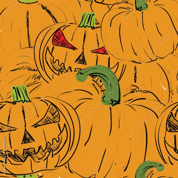 Fototapeta pumpkin Halloween seamless pattern